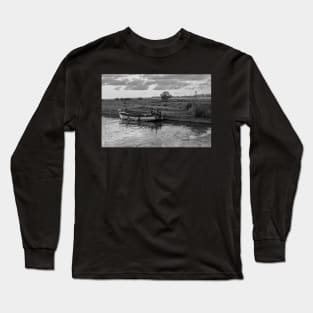 Wooden boat moored in Thurne Dyke in the Norfolk Broads National Park Long Sleeve T-Shirt